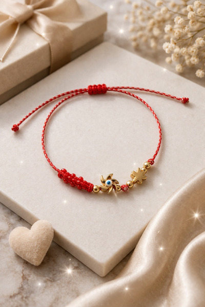 TUTU DESİGN Adjustable red cord bracelet – handmade lucky bracelet
