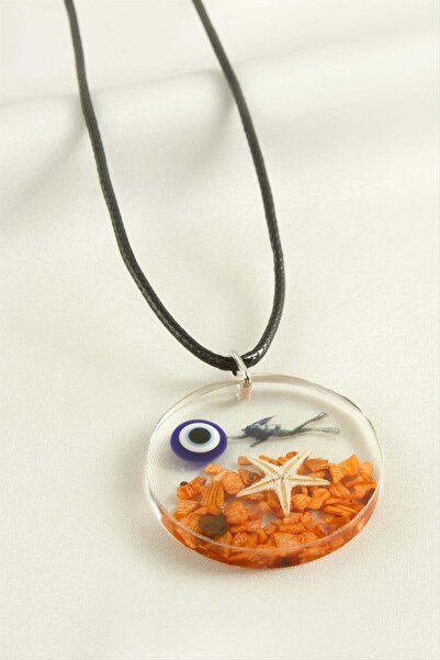 ZERO LAND Nrzsnt Starfish Round Epoxy Pendant (203116) - Orange