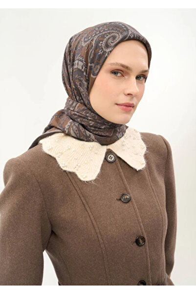 Silk Home Φουλάρι Βισκόζης Βελόρα Τεσσάρων Εποχών με Σχέδιο Έτρο Ανθρακί 90Χ90