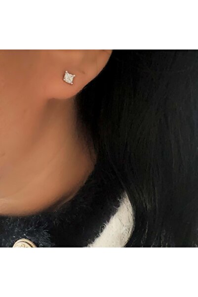 ACAR TAKI Xuping Silver Color Square Stone Minimal Earrings 4mm Acr9503