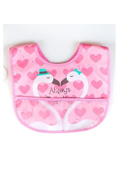 Mika Kids Pink Colored Flamingo Patterned Baby Girl Waterproof Bib