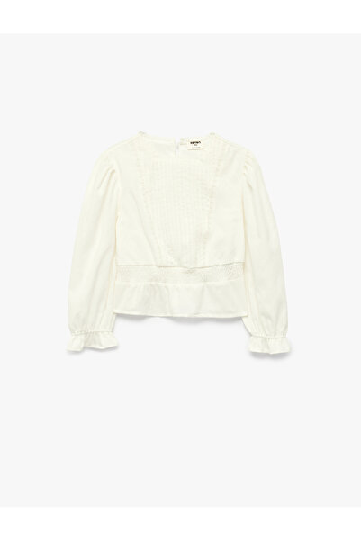 Koton Bluză cu mâneci lungi, decolteu pătrat, cu volane, din amestec de viscoză