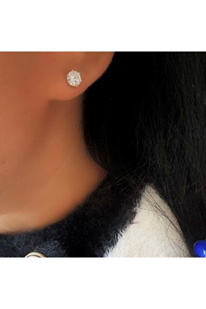 ACAR TAKI Xuping Silver Color Round Stone Minimal Earrings 5mm Acr9499