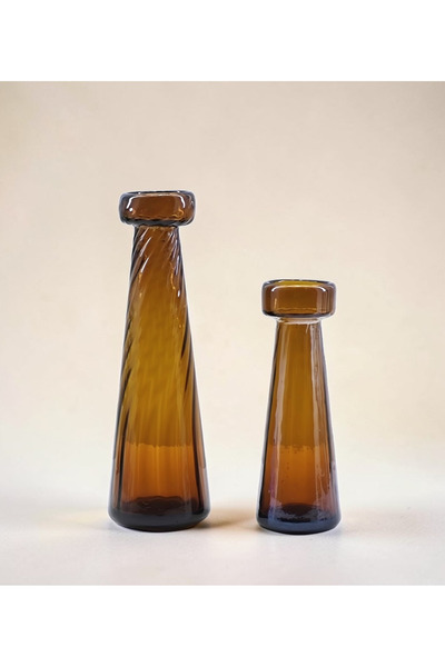 Felis Arte Handmade Cam Mumluk / Dekoratif Aksesuar , İkili Set ( Amber )