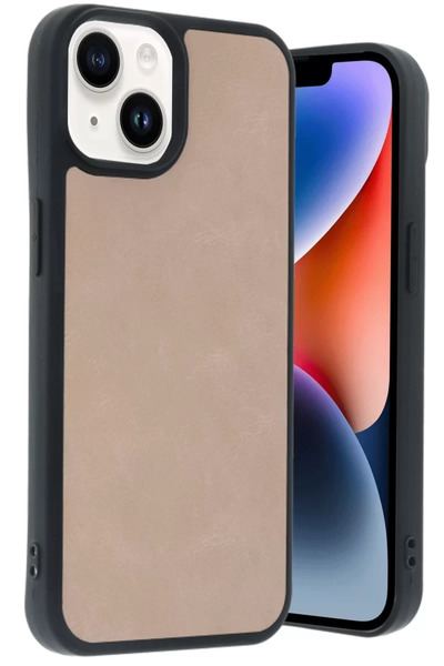 Beta Moda Hub حافظة نيو فيس لهاتف آيفون 14 من الجلد - بودرة