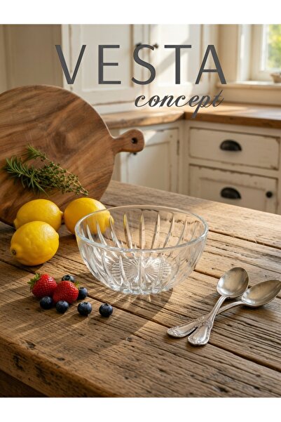 VESTA Concept Crystal Cut Glass Presentation Bowl - 16 cm Medium Size Salad a...