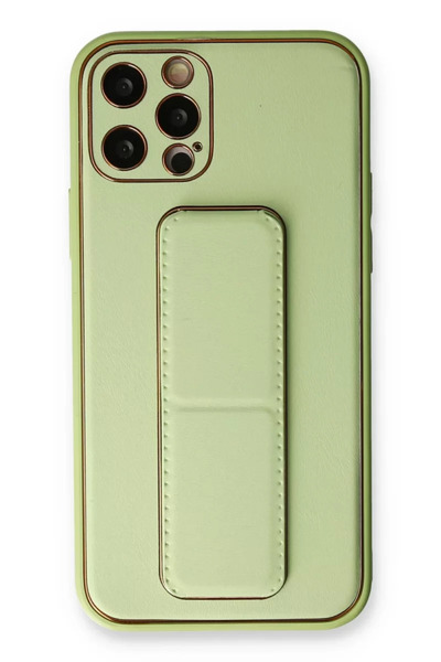 ZEMİRA HOME Newface iPhone 12 Pro Case Coco Leather Stand Cover - Water Green