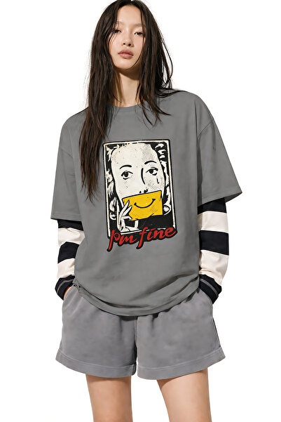 ArtYus I’M Fine Printed Crew Neck Unisex Oversize T-Shirt – Cotton Trendy Str...