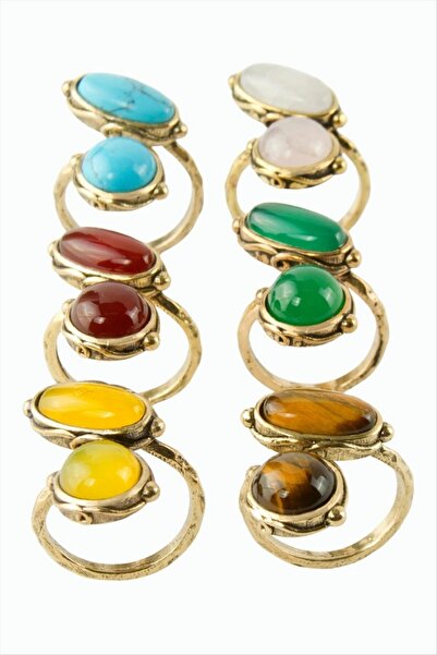 ZERO LAND Nrzsnt Round Oval Natural Stone Authentic Ring - (211050) Yellow Agate