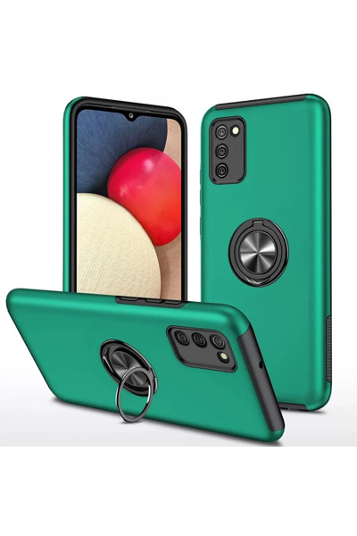 ZEMİRA HOME غطاء حماية نيو فيس لهاتف سامسونج جالاكسي A02S مع حلقة - أخضر