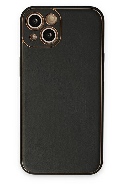 Beta Moda Hub نيوفايس حافظة آيفون 14 بلس من جلد كوكو وغطاء سيليكون - أسود