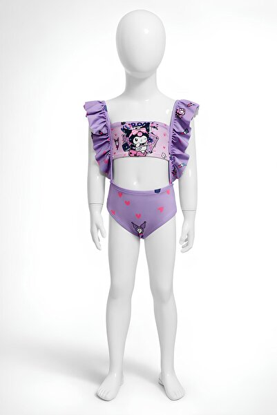 Belya Kids Wear Κοριτσίστικο μαγιό με χαριτωμένο σχέδιο και 3 λεπτομέρειες με...