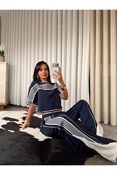 Butik Striped Women's Top and Bottom Set