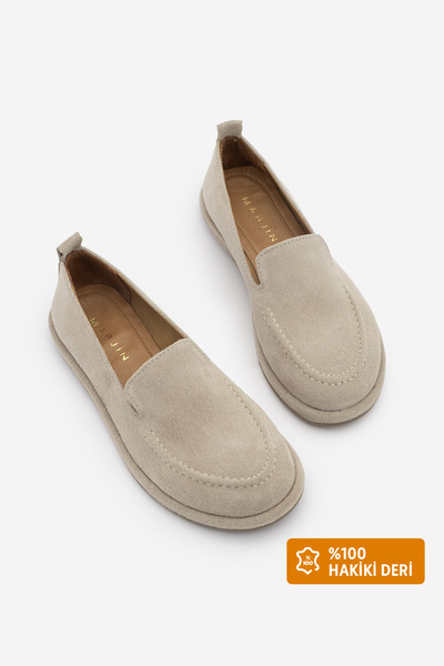 Marjin Kadın Hakiki Deri Loafer Maskülen Dikiş Detaylı Günlük Ayakkabı Zinley...