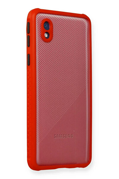 TeknoKapsül نيوفيس حافظة سامسونج جالاكسي A01 كور ميامي سيليكون شفاف - أحمر