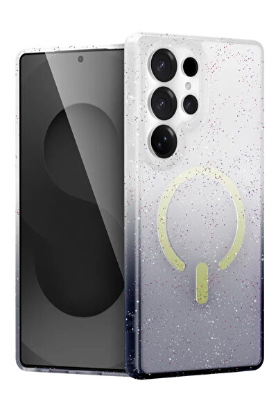 ZEMİRA HOME غطاء نيو فيس سامسونج جالاكسي إس 25 ألترا بوميل شايني ماج سيف - أسود