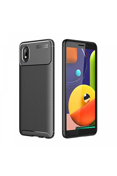 TeknoKapsül Newface Samsung Galaxy A01 Core Case Auto Focus Carbon Cover - Black