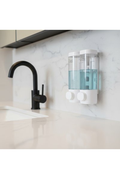 Aura Bath Wall-Mounted Practical Liquid Soap and Shampoo Dispenser for Kitchen and Bathroom - Luxury Design 2X300Ml