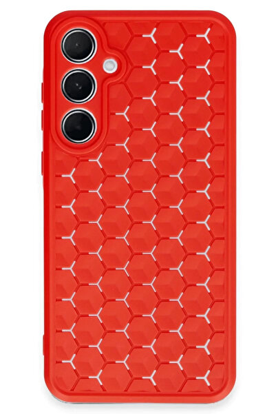 ZEMİRA HOME نيوفايس حافظة سامسونج جالاكسي A35 5G غطاء سيليكون قرص العسل - أحمر