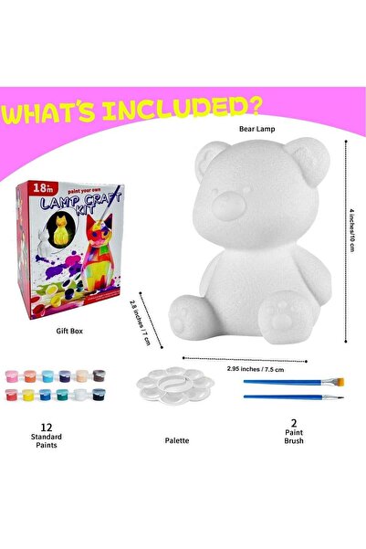 Maanys Painting Kit for kids, Bear Lamp DIY Arts & Crafts for Kids