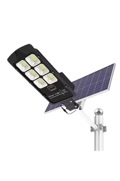 Rixme Lampa solara stradala 600W, panou solar reglabil, telecomanda, negru