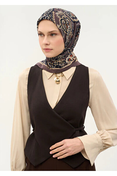 Silk Home Viscose Velora Scarf Four Seasons Etro Pattern Brown 90X90