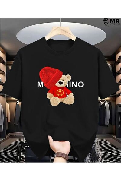 LELVANİ Tricou din bumbac cu imprimeu urs Milano pentru femei, cu gâtul rotun...