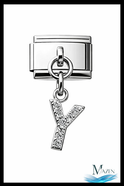 MAZEN Italian Charm Bracelet with Letter Y and Zircon Stone |   Steel |   Shi...