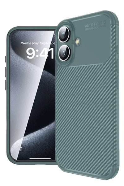 Generic Brand Apple iphone 16 plus case auto focus carbon cover - dark green