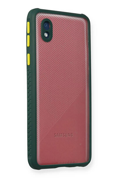 TeknoKapsül Newface حافظة سامسونج جالاكسي A01 كور ميامي سيليكون شفاف - أخضر داكن