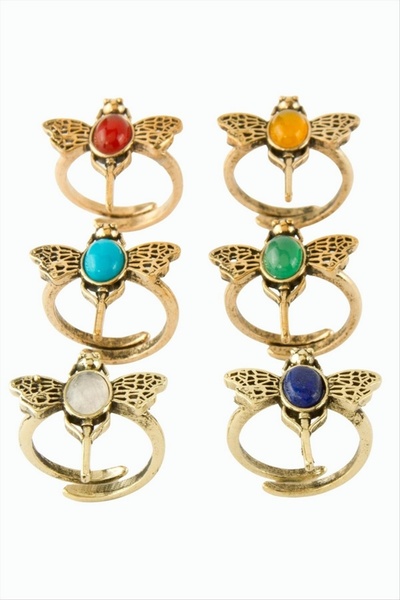 ZERO LAND Nrzsnt Dragonfly Authentic Ring with Natural Stone (211109) -