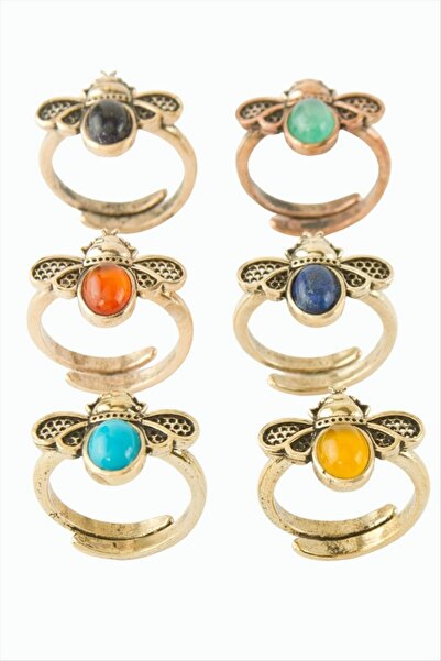 ZERO LAND Nrzsnt Authentic Ring with Ladybug Natural Stone - (211125) Pink Qu...