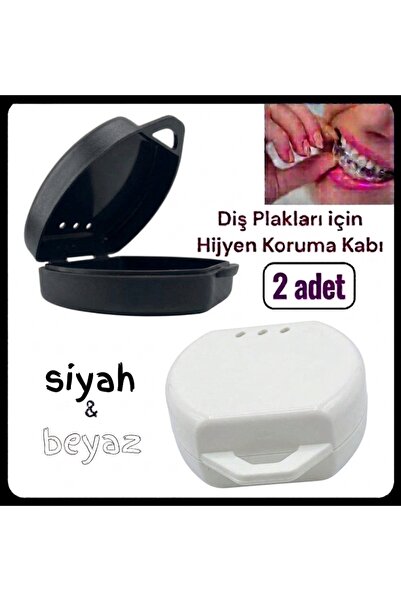 Vulli Gece Plağı Saklama Kabı (2 adet) Şeffaf Plaklar için / Protez Dişler iç...