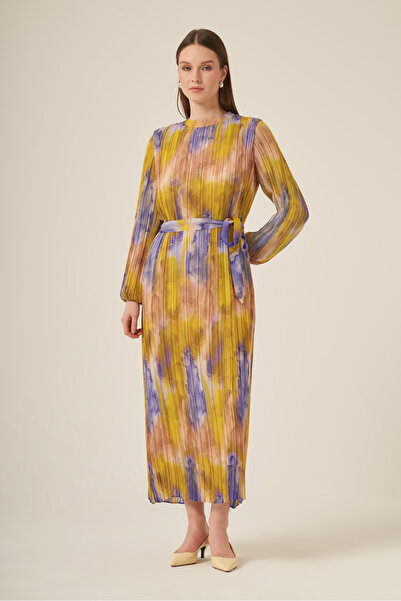 FTZ WOMEN Γυναικείο φόρεμα σιφόν πλισέ Olive 31307