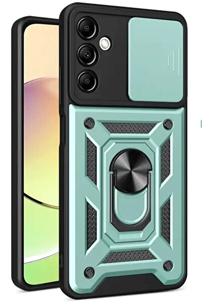 TeknoKapsül Newface Samsung Galaxy S24 FE بارس عدسة سيلكون بحلقة - أخضر