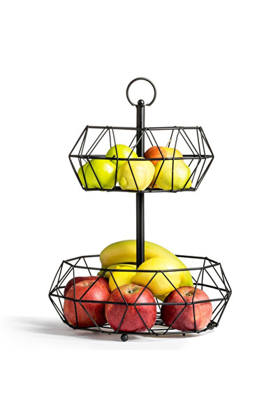Vilde Metal fruit basket, 2 tiers, black – 32 cm