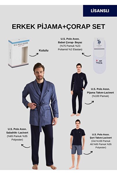 U.S. Polo Assn. Men'S, Licensed, Uspa, Robe Long/Short Pajama Set + Socks Set...