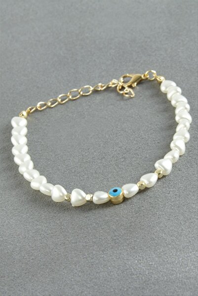 ZERO LAND سوار NRZSNT من اللؤلؤ على شكل قلب (211721) - أبيض