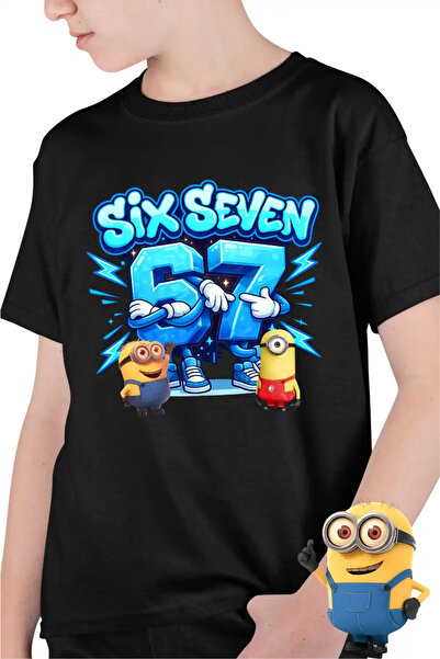 OEM Tricou Copii Baieti Minions 67 Six Seven Sase Sapte Despicable Steal Brai...