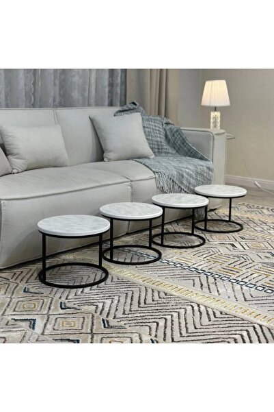 For Your Floor Service Tables, White Color, 4 Pieces