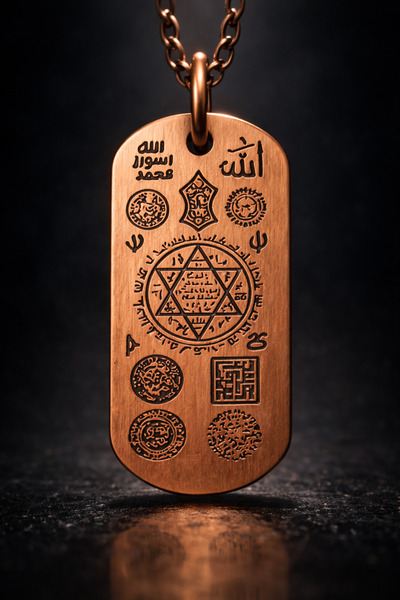 İyyaKee Erkek Bakır Kolye Koruma Zırh Duası Yazılı Dog Tag Model Saf Bakır Ko...