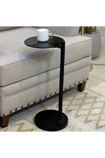 foryou Black Color Glass Top Service Table