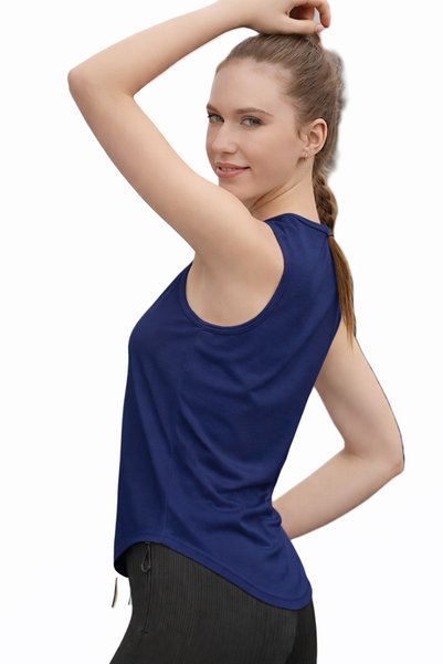 Vitra World Women Quick Dry Sleeveless Workout Tank Top Slim Fit Crew Neck Yoga Running Gym Fitness Training
