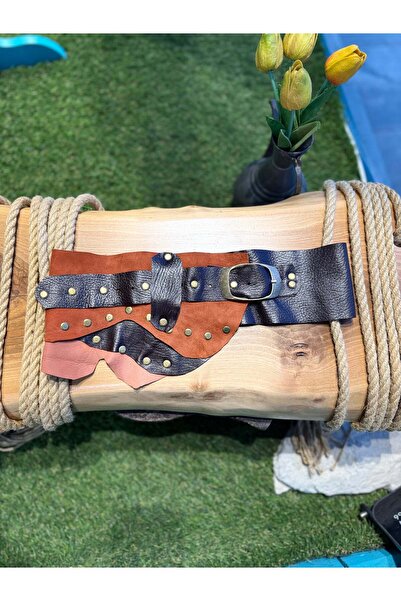 Yılday Gür Butik حزام نسائي من الجلد الطبيعي بتصميم يدوي الصنع من برييل ثنائي...