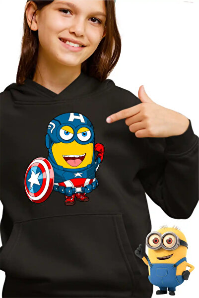 OEM Παιδικό Κοριτσίστικο Φούτερ με Κουκούλα Μίνιονς Κάπτεν Αμέρικα Εγώ, ο Απα...