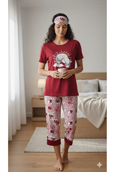 Serena Women's cotton pajamas - 2 pieces, short sleeves and long pants, match...