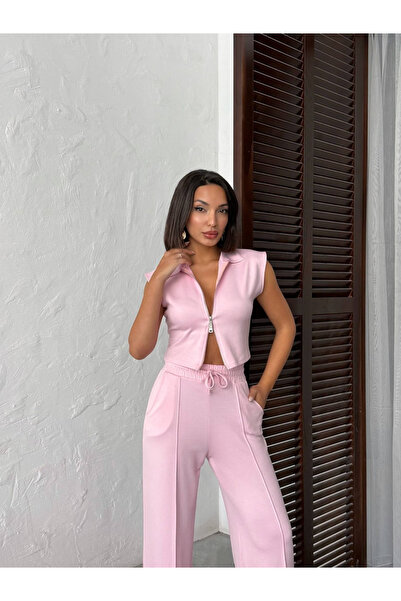 H&E LUXURY DESIGN Women's Zippered Sleeveless Modal Fabric Detailed Crop High...