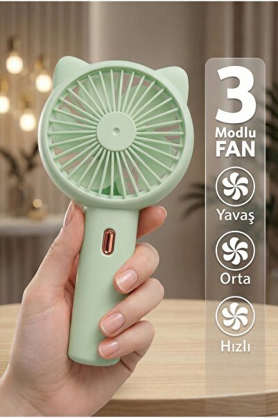 Thundara 3 Kademeli Şarjlı El Fanı Taşınabilir Masaüstü Seyahat Mini Vantilat...