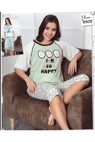 Serena Γυναικεία πιτζάμα, με κοντά μανίκια και βαμβακερό παντελόνι 3/4, με στ...