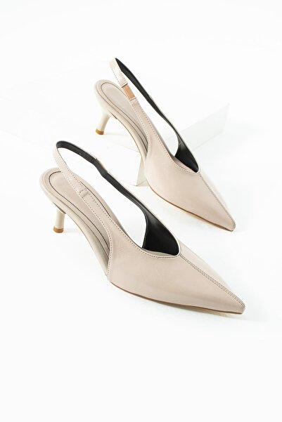 diclepolat Pantofi de damă din piele lacuită încrețită bej, cu vârf ascuțit, ...